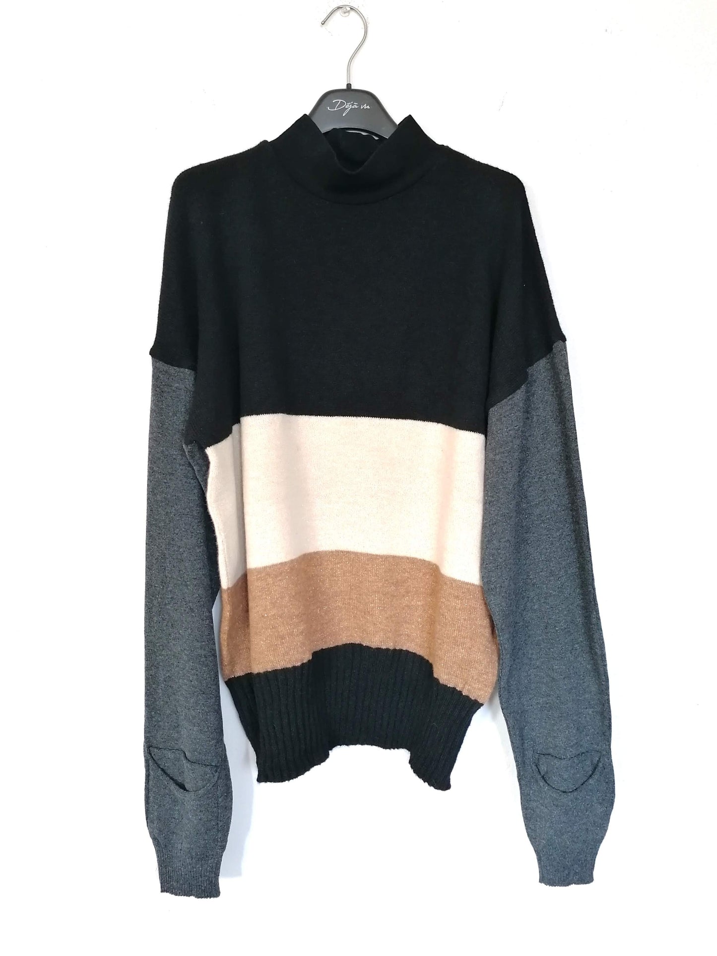 Maglione righe con tasche #180