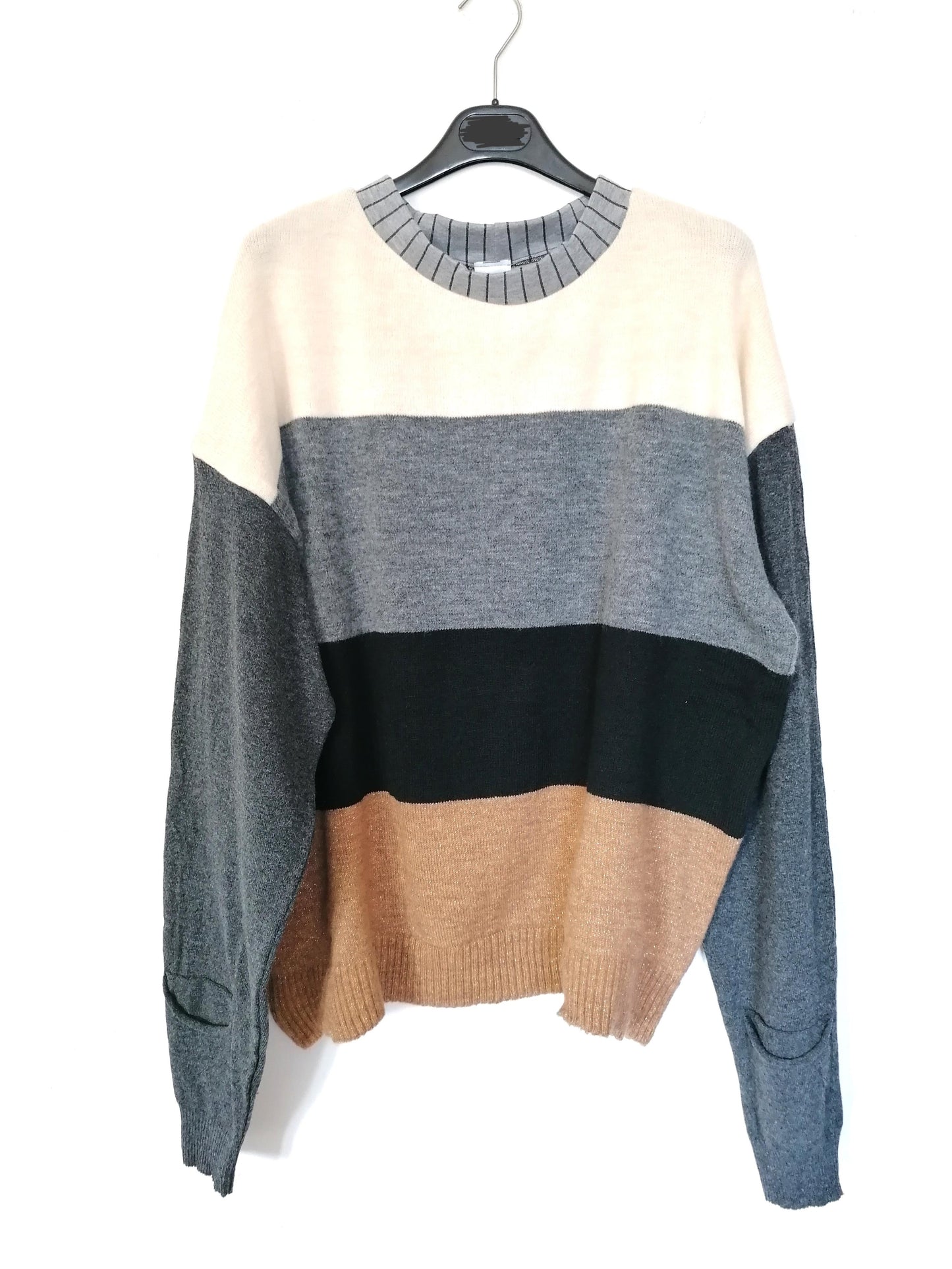 Maglione righe con tasche #180